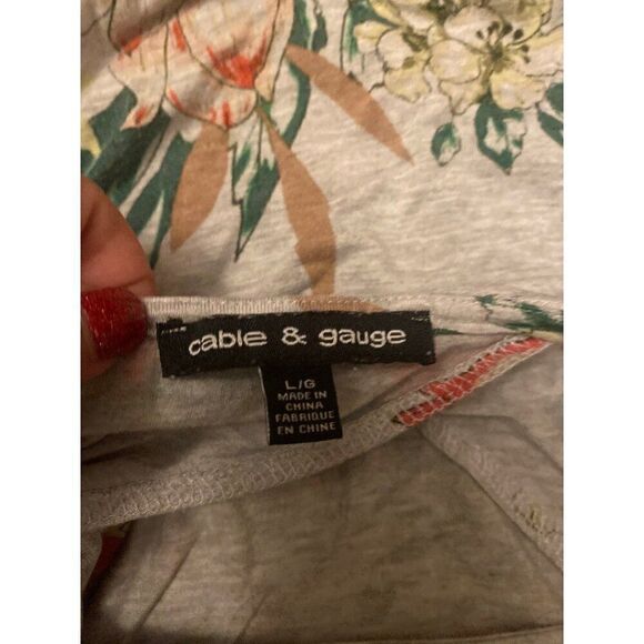Cable & Gauge women's grey floral open back short sleeve casual top size large - Picture 5 of 8